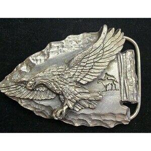 Vintage Siskiyou Eagle Arrowhead Belt Buckle Native American Indian On Horse USA